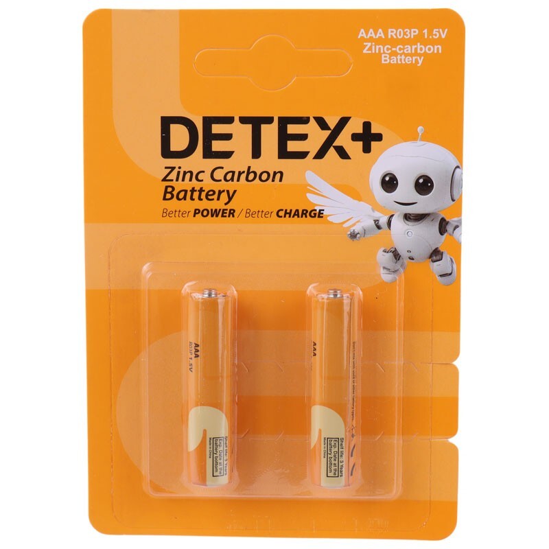 1751923351_msbongk1n (1) باتری دوتایی نیم قلمی Detex+ Zinc Carbon R03P 1.5V AAA - Image 1